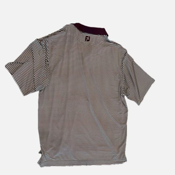 Footjoy Polo Shirt Men's 2XL Maroon White Striped Short Sleeve Stretch Golf - Picture 5 of 5
